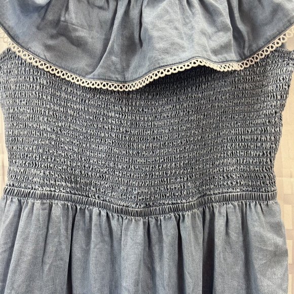 SO Women’s Off the Shoulder Ruffle Details Cinched Body Mini Dress Blue size M - Picture 10 of 14
